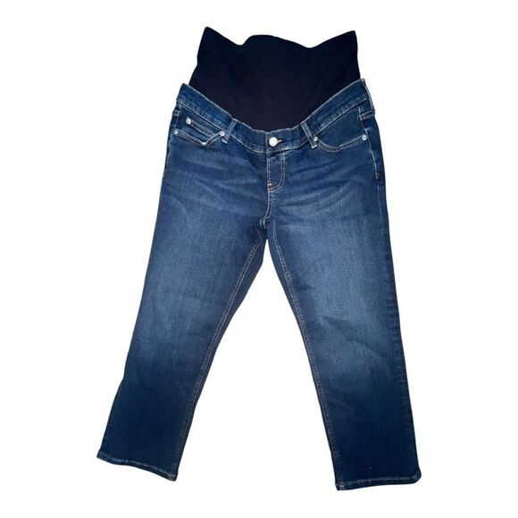 Gap Maternity Dark Wash True Waistband Jeans Straight Capri Jean 29 8 Short NWOT - Picture 4 of 7